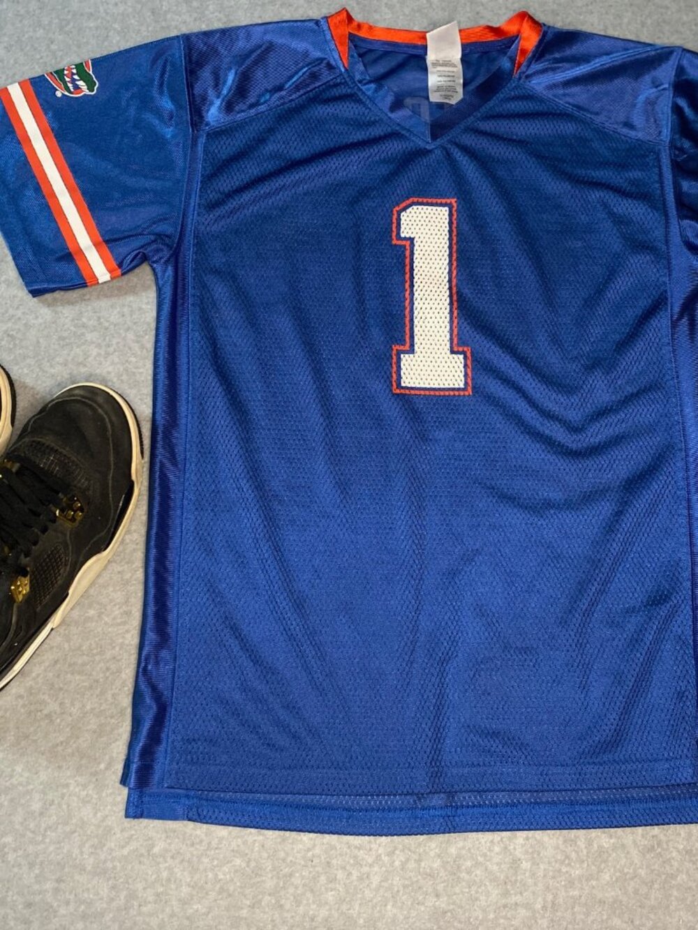 Florida Gator Jersey Size Lg 16-18  Nike 4 Retro Royalty  Size 7